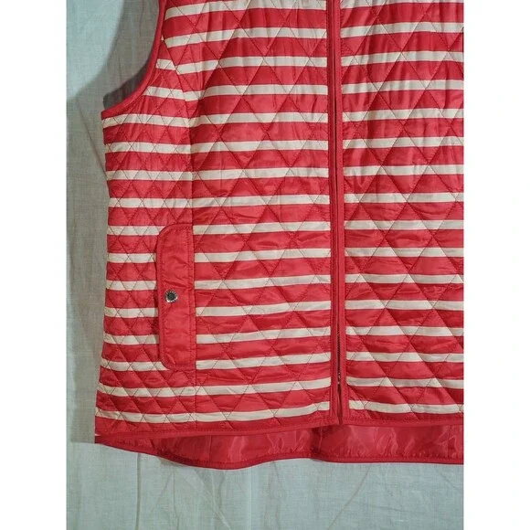 Talbots Petites Red Striped Quilted Vest MP - Picture 2 of 7